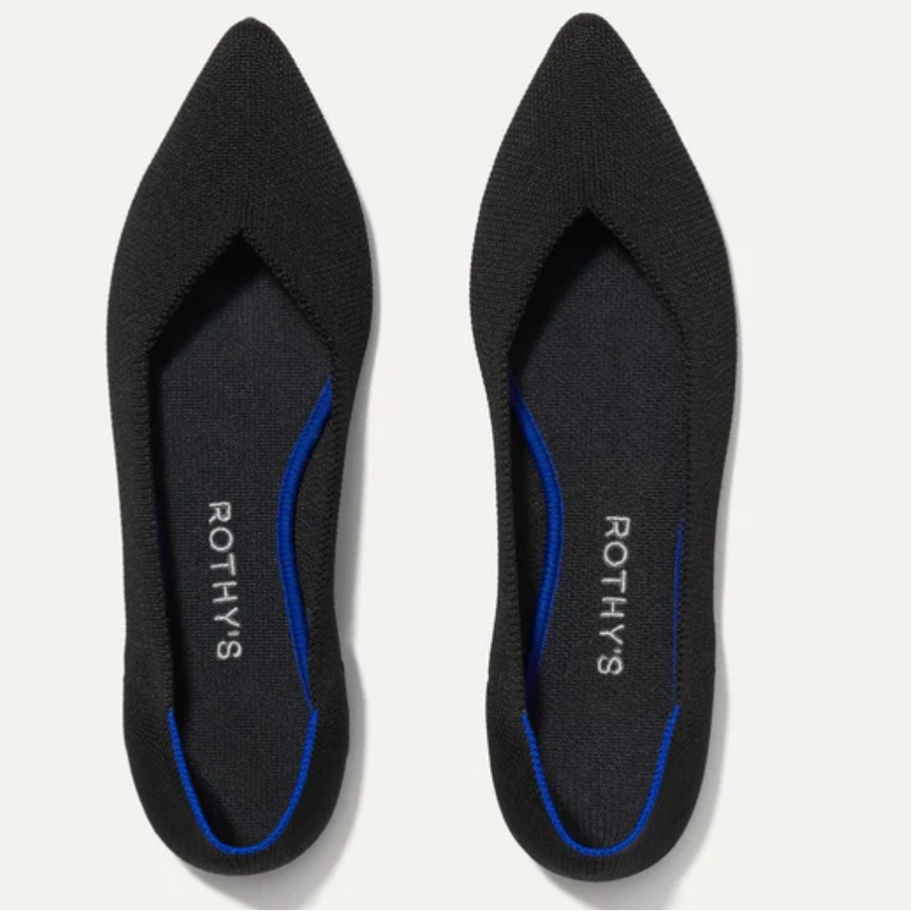 Black Rothy’s pointed toe flats